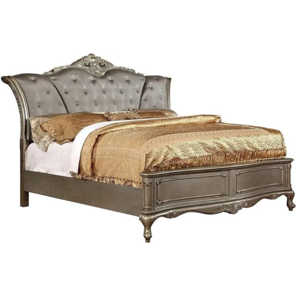 Daabadi Furniture Wholesale Classic French Colonial Bed Super King-Size Champagne Painted Mahogany