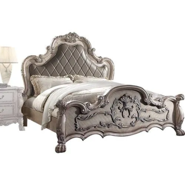 Daabadi Furniture Wholesale Classic French Antique Bed Super King-Size Champagne Painted Mahogany
