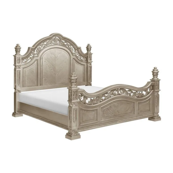 Daabadi Furniture Wholesale Classic French Antique Reproduction Bed Super King-Size Champagne Painted Mahogany