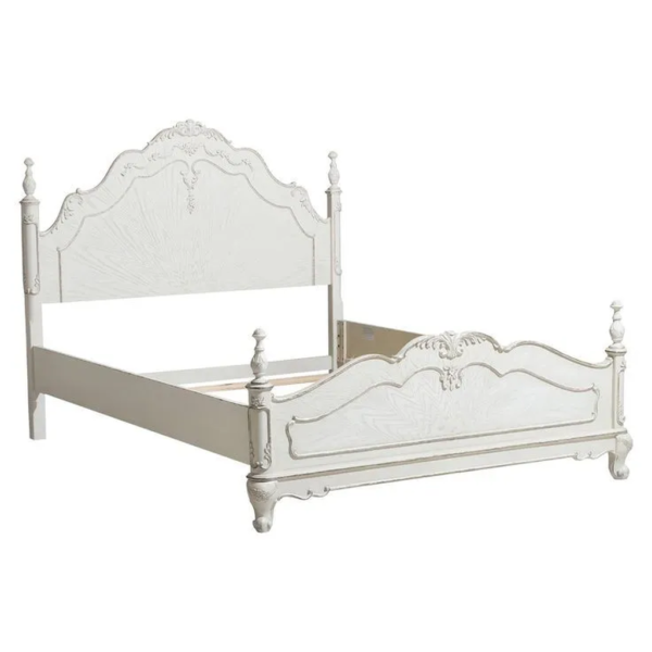 Daabadi Furniture Wholesale Classic French Provincial Bed Super King-Size White Painted Mahogany