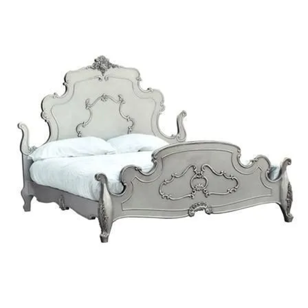 Daabadi Furniture Wholesale Classic French Provincial Bed Super King-Size White Painted Mahogany