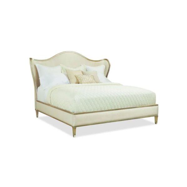 Daabadi Furniture Wholesale Classic French Reproduction Bed Super King-Size Gold Painted Mahogany