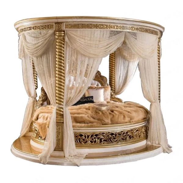 Daabadi Furniture Wholesale Classic French Victorian Bed Super King-Size Gold Painted Mahogany