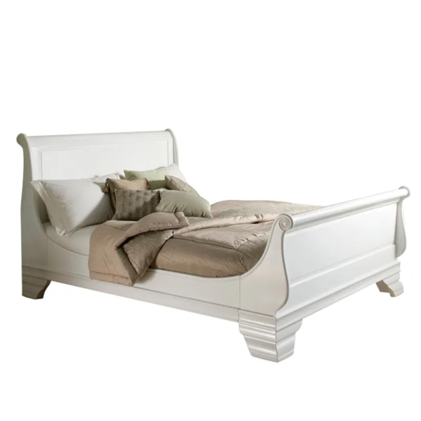 Daabadi Furniture Wholesale Classic French Antique Reproduction Bed Super King-Size White Painted Mahogany