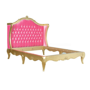 Daabadi Furniture Wholesale Classic French Provincial Bed Super King-Size Gold Painted Mahogany
