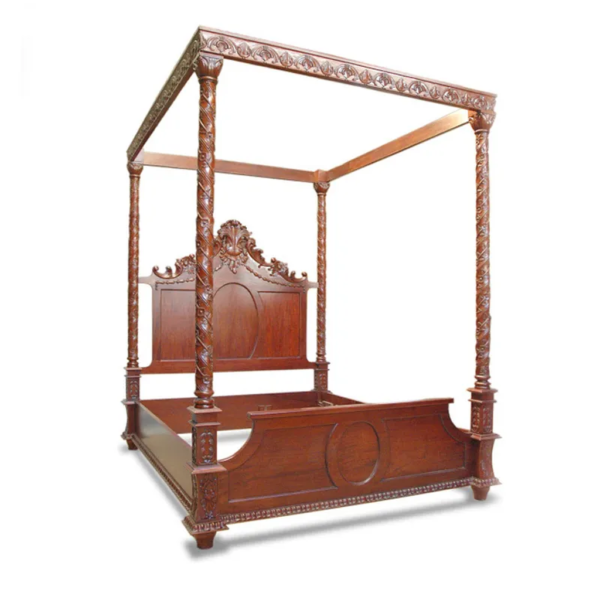 Daabadi Furniture Wholesale Classic French Vintage Bed Super King-Size Walnut Painted Mahogany