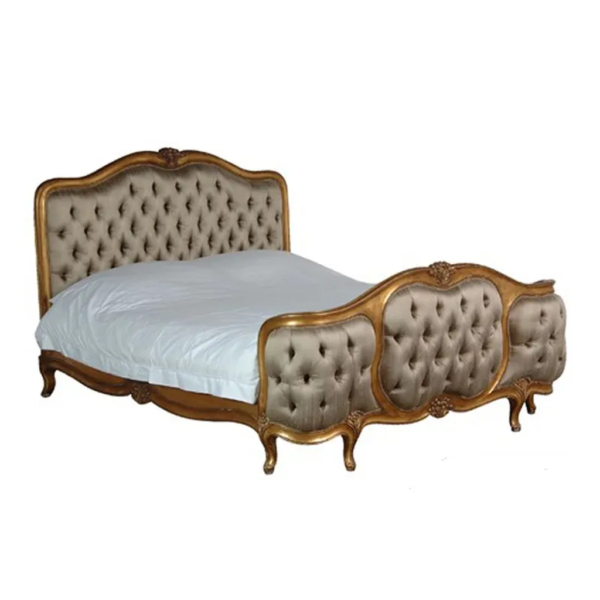 Daabadi Furniture Wholesale Classic French Antique Bed Super King-Size Gold Painted Mahogany