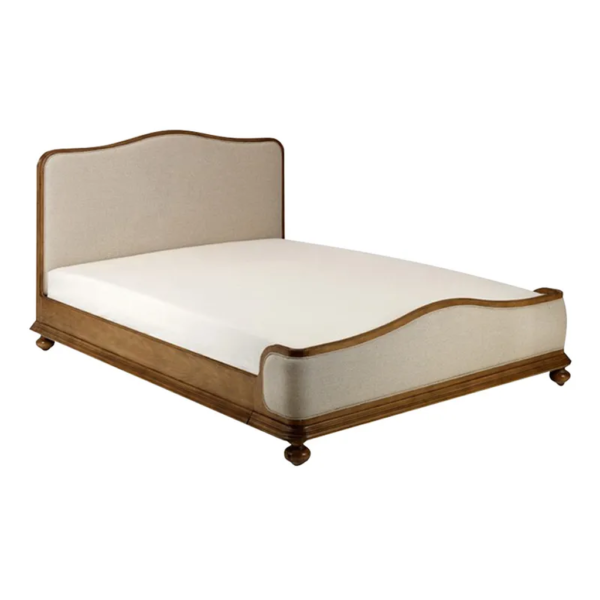 Daabadi Furniture Wholesale Classic French Antique Reproduction Bed Super King-Size Beige Painted Mahogany