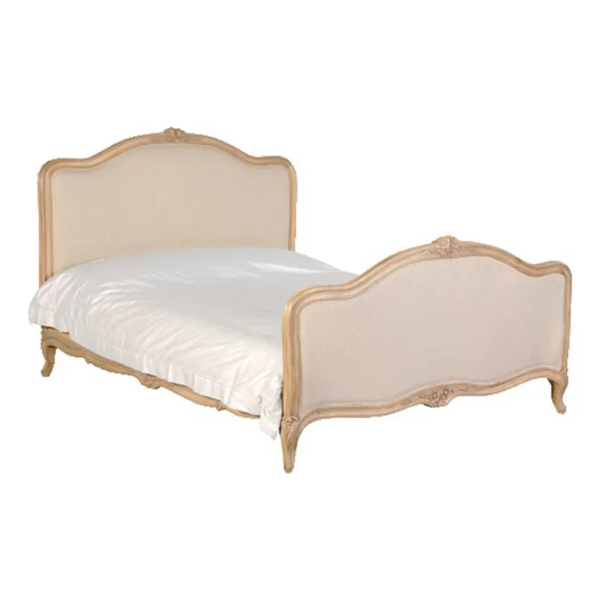 Daabadi Furniture Wholesale Classic French Reproduction Bed Super King-Size Beige Painted Mahogany