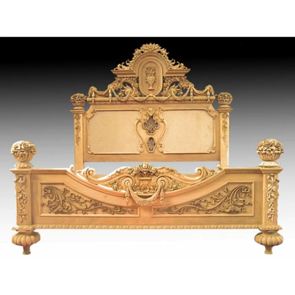 Daabadi Furniture Wholesale Classic French Victorian Bed Super King-Size Gold Painted Mahogany
