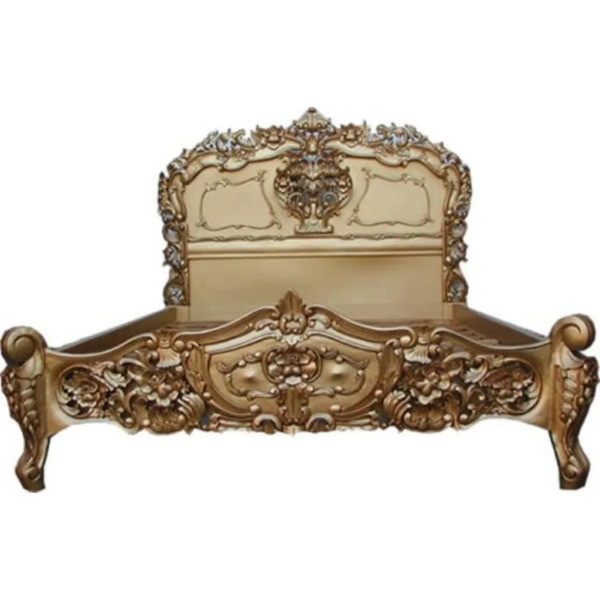 Daabadi Furniture Wholesale Classic French Antique Reproduction Bed Super King-Size Gold Painted Mahogany