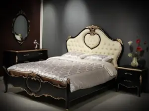Daabadi Furniture Wholesale Classic French Bed Queen-Size Black Mahogany