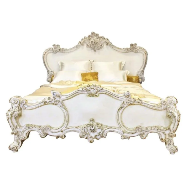 Daabadi Furniture Wholesale Classic French Reproduction Bed Super King-Size White Painted Mahogany