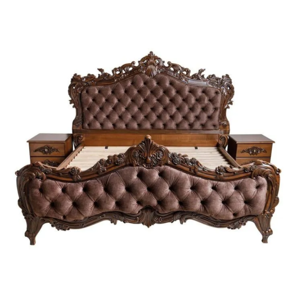 Daabadi Furniture Wholesale Classic French Colonial Bed Super King-Size Brown Painted Mahogany