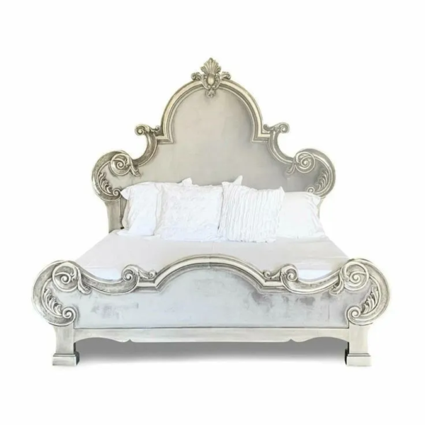 Daabadi Furniture Wholesale Classic French Antique Bed Super King-Size Gold Painted Mahogany