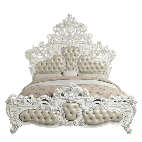Daabadi Furniture Wholesale Classic French Reproduction Bed Super King-Size White Painted Mahogany