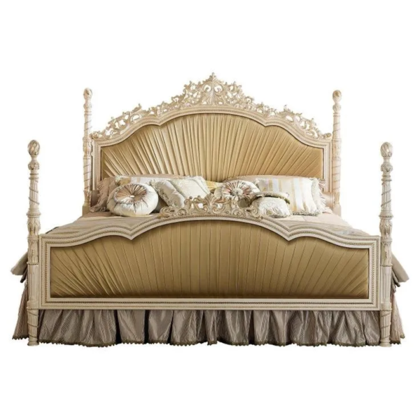 Daabadi Furniture Wholesale Classic French Victoria Bed Super King-Size Beige Painted Mahogany