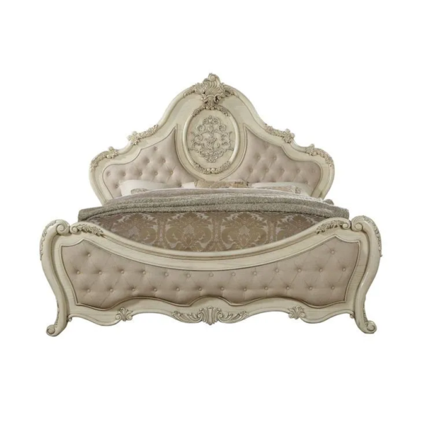Daabadi Furniture Wholesale Classic French Colonial Bed Super King-Size Beige Painted Mahogany
