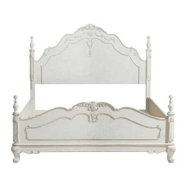 Daabadi Furniture Wholesale Classic French Vintage Bed Super King-Size White Painted Mahogany