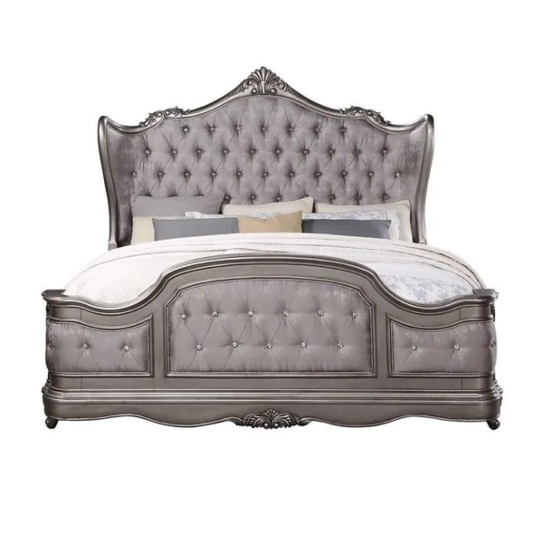 Daabadi Furniture Wholesale Classic French Reproduction Bed Super King-Size Champagne Painted Mahogany