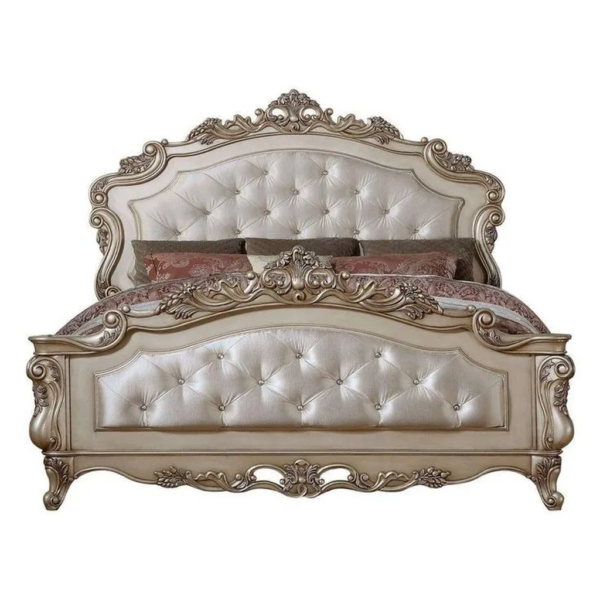Daabadi Furniture Wholesale Classic French Provincial Bed Super King-Size Gold Painted Mahogany