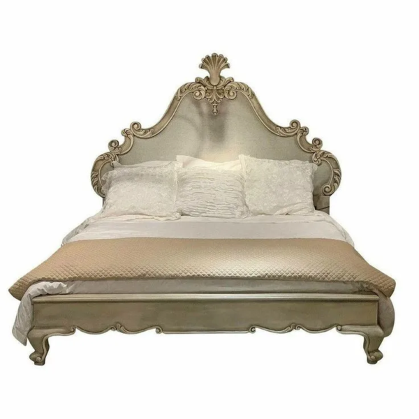 Daabadi Furniture Wholesale Classic French Victorian Bed Super King-Size Gold Painted Mahogany
