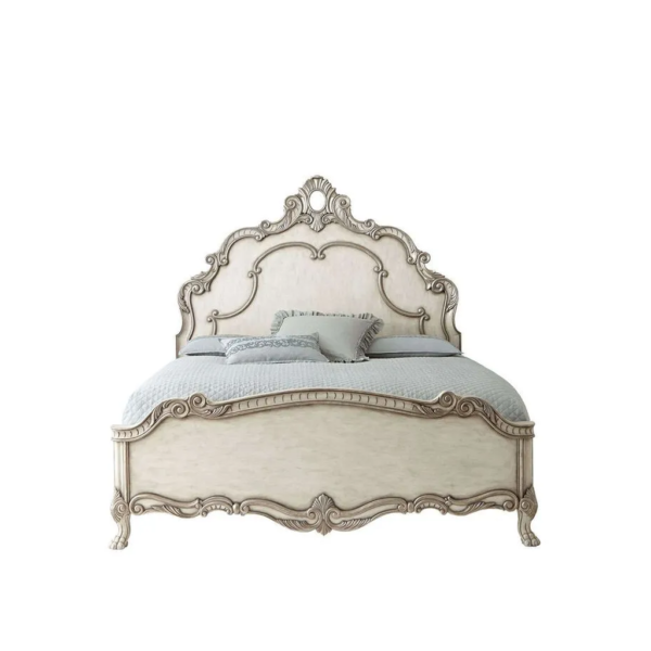 Daabadi Furniture Wholesale Classic French Reproduction Bed Super King-Size White Painted Mahogany