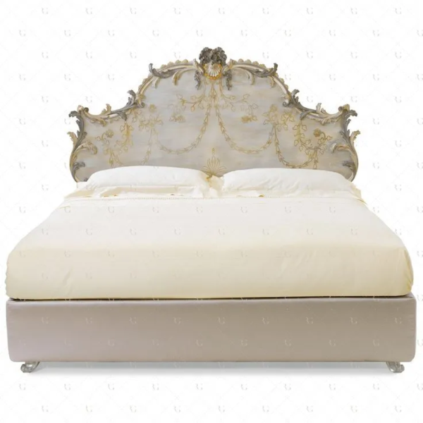 Daabadi Furniture Wholesale Classic French Provincial Bed Super King-Size White Painted Mahogany