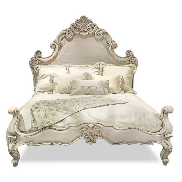 Daabadi Furniture Wholesale Classic French Victoria Bed Super King-Size Champagne Painted Mahogany