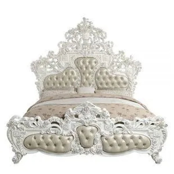 Daabadi Furniture Wholesale Classic French Antique Reproduction Bed Super King-Size White Painted Mahogany