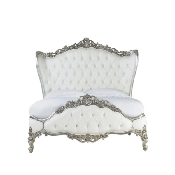 Daabadi Furniture Wholesale Classic French Reproduction Bed Super King-Size Gold Painted Mahogany