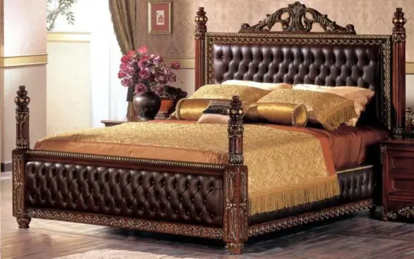 Daabadi Furniture Wholesale Classic French Bed Queen-Size Walnut Mahogany