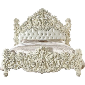 Daabadi Furniture Wholesale Classic French Provincial Bed Super King-Size White Painted Mahogany
