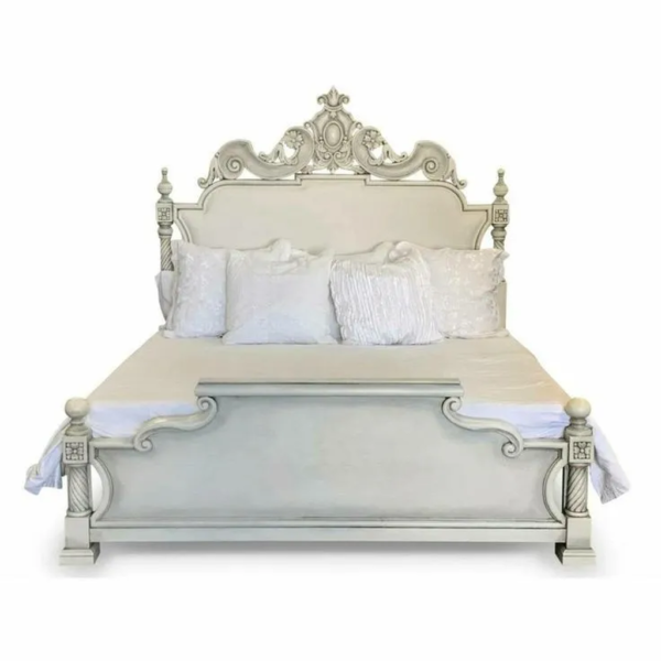 Daabadi Furniture Wholesale Classic French Colonial Bed Super King-Size White Painted Mahogany