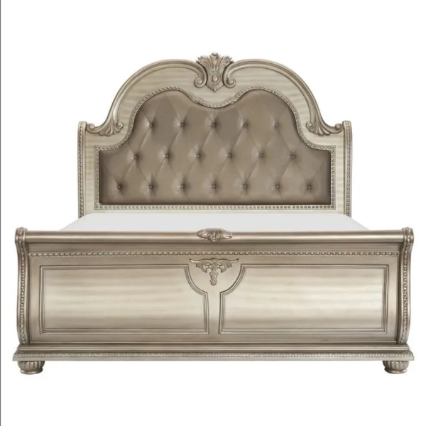 Daabadi Furniture Wholesale Classic French Victorian Bed Super King-Size Champagne Painted Mahogany