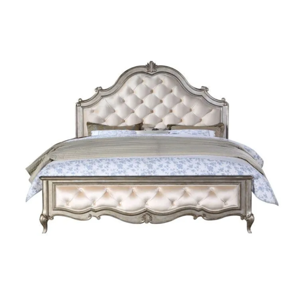 Daabadi Furniture Wholesale Classic French Vintage Bed Super King-Size Champagne Painted Mahogany