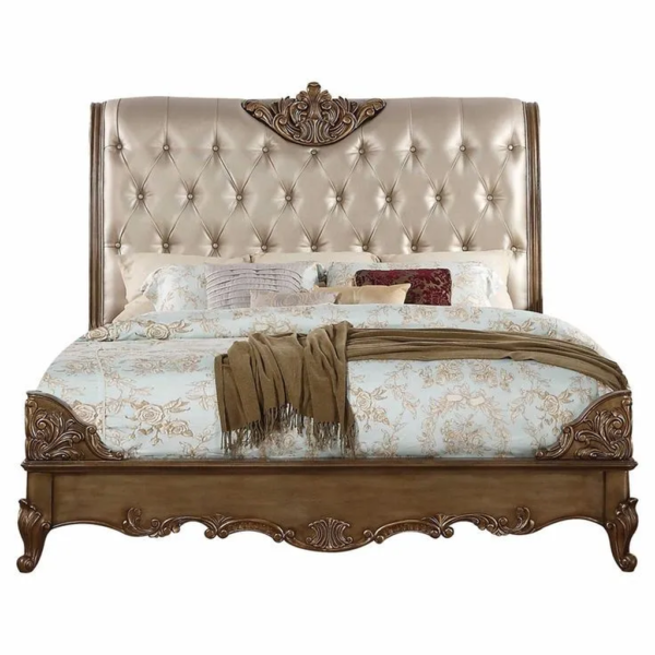 Daabadi Furniture Wholesale Classic French Provincial Bed Super King-Size Walnut Painted Mahogany