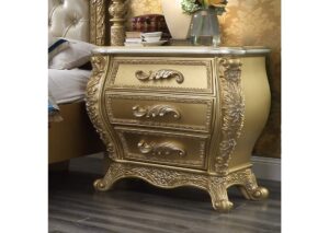 Classic French Bed - Metalic Antique Gold Mahogany