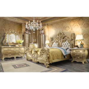 Classic French Bed - Metalic Antique Gold Mahogany - 6