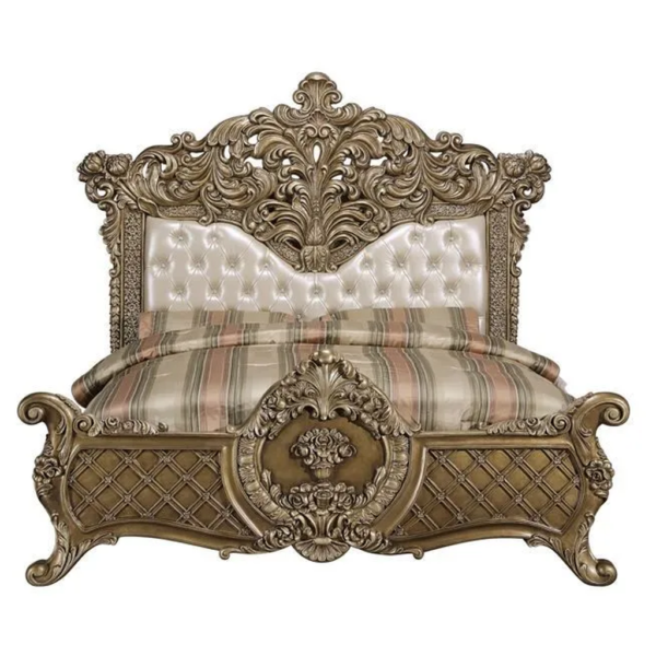Daabadi Furniture Wholesale Classic French Colonial Bed Super King-Size Gold Painted Mahogany