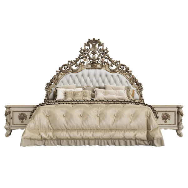 Daabadi Furniture Wholesale Classic French Antique Reproduction Bed Super King-Size Gold Painted Mahogany