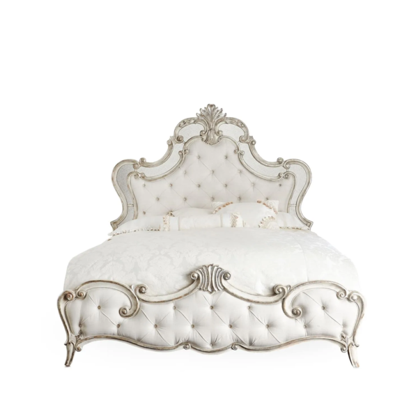 Daabadi Furniture Wholesale Classic French Provincial Bed Super King-Size White Painted Mahogany