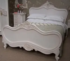 Daabadi Furniture Wholesale Classic French Provincial Bed Queen-Size White Duco Mahogany