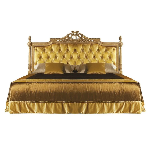 Daabadi Furniture Wholesale Classic French Vintage Bed Super King-Size Gold Painted Mahogany