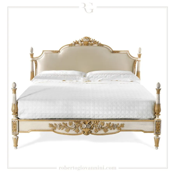 Daabadi Furniture Wholesale Classic French Provincial Bed Super King-Size White Painted Mahogany