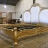 Daabadi Furniture Wholesale Classic French Provincial Bed Queen-Size Gold Mahogany