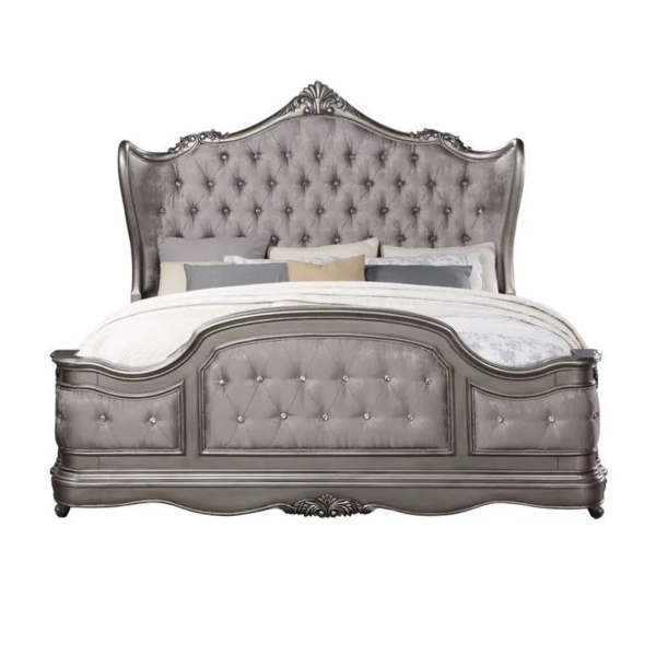 Daabadi Furniture Wholesale Classic French Reproduction Bed Super King-Size Champagne Painted Mahogany