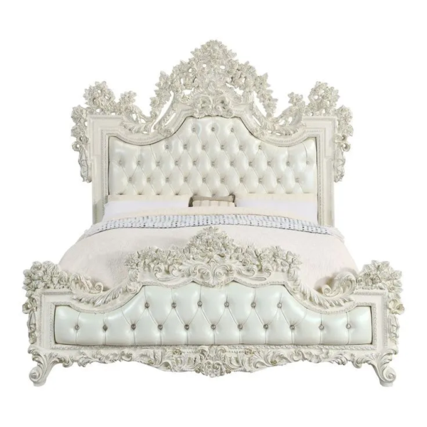 Daabadi Furniture Wholesale Classic French Provincial Bed Super King-Size White Painted Mahogany