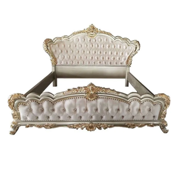 Daabadi Furniture Wholesale Classic French Vintage Bed Super King-Size Gold Painted Mahogany