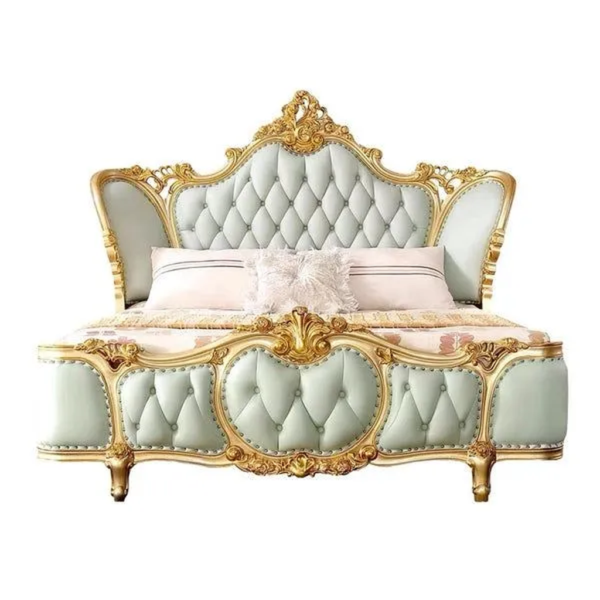 Daabadi Furniture Wholesale Classic French Antique Bed Super King-Size Gold Painted Mahogany
